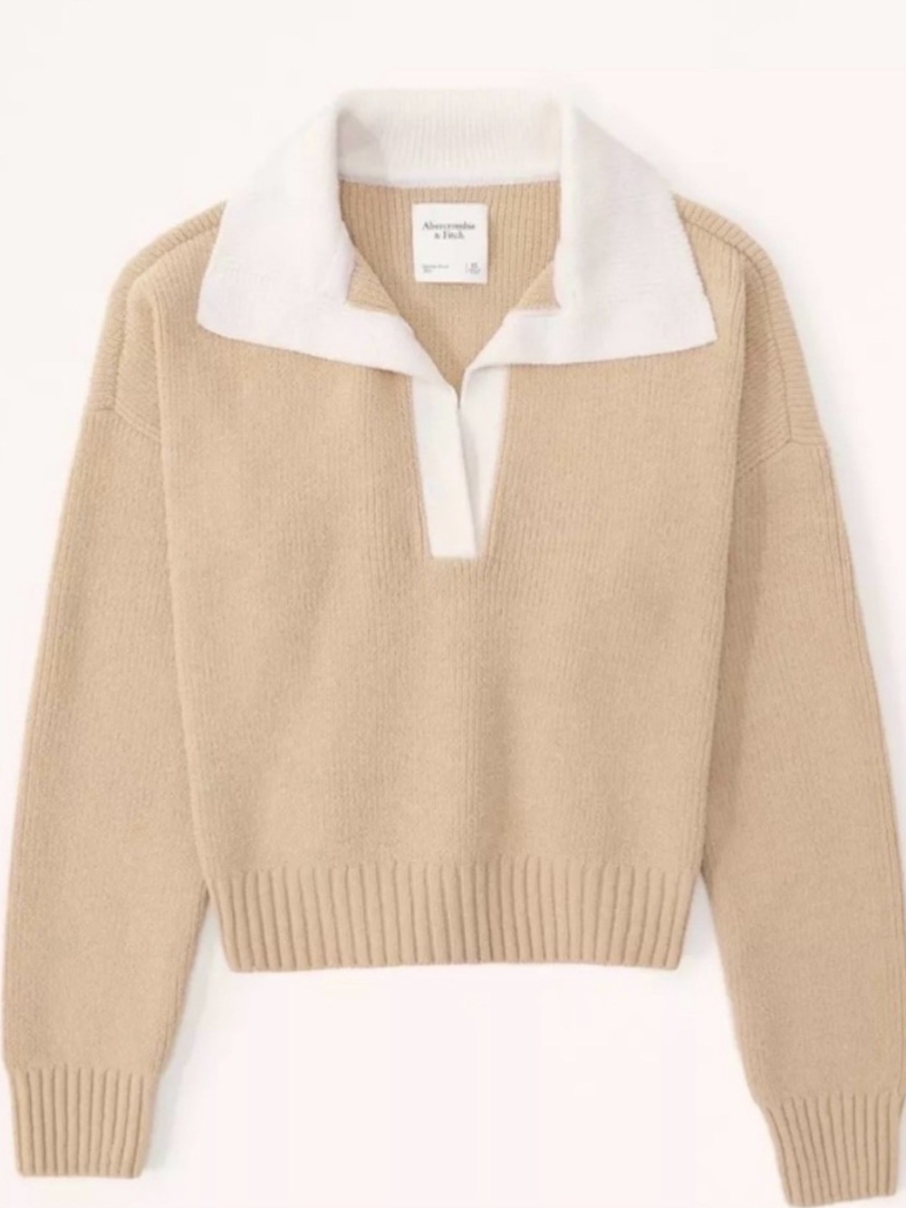 Abercrombie & Fitch Women's Cream-Tan Polo Sweater